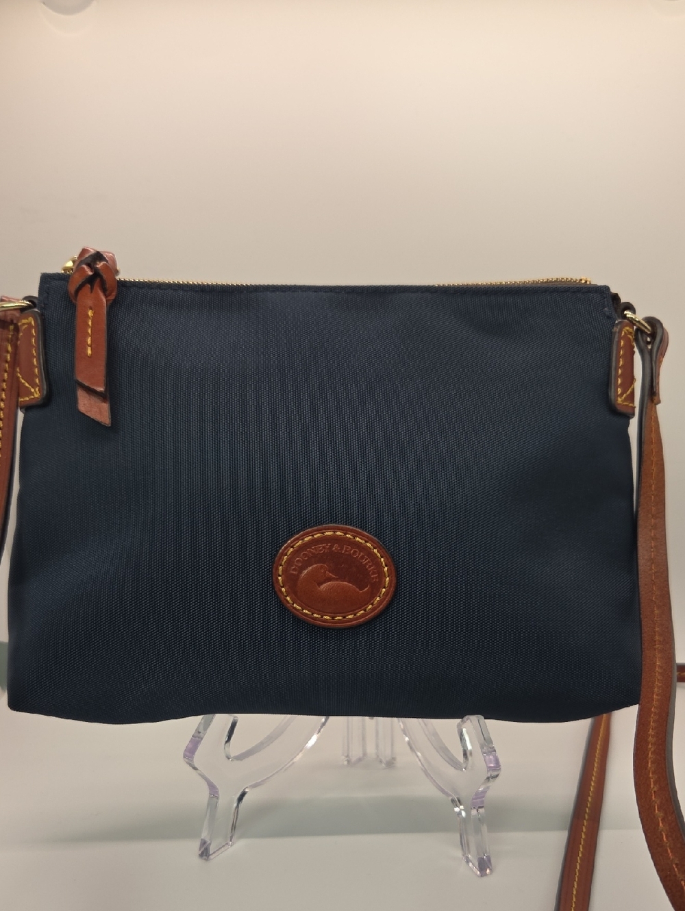 Dooney & Bourke Nylon Navy Leather Crossbody Pouchette Bag - Picture 16 of 16